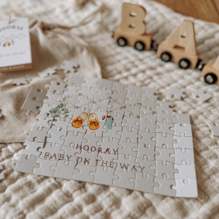 puzzel baby on the way zwangerschapsaankondiging 80 stukjes little concept