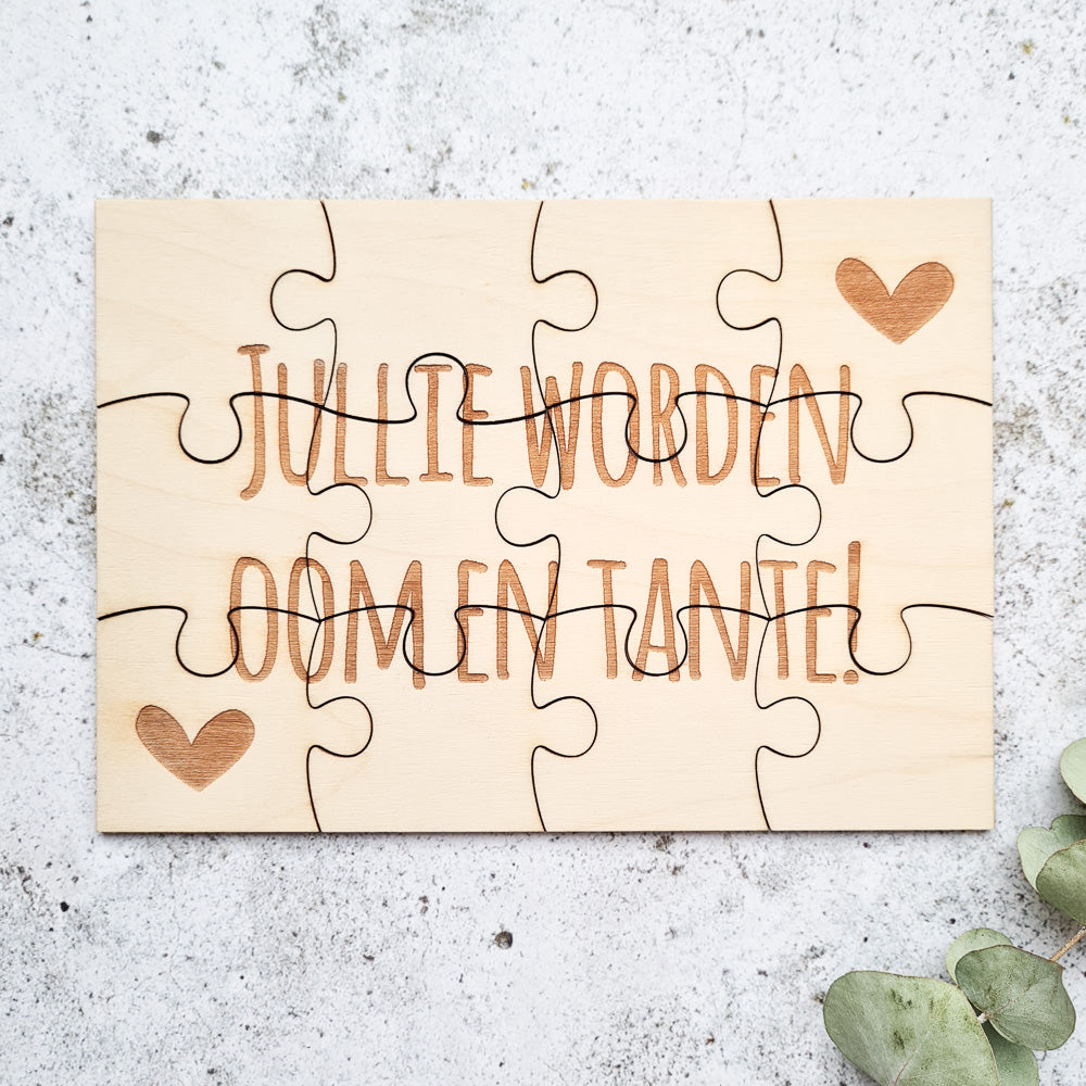 houten puzzel jullie worden oom en tante